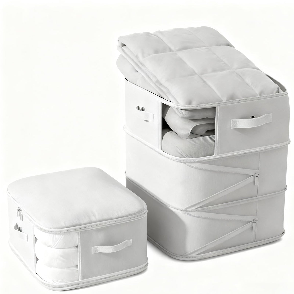 2 Pack Space Saving Comforter Storage Bag with Handle, 3-Layer Compression Blanket Storage Bags