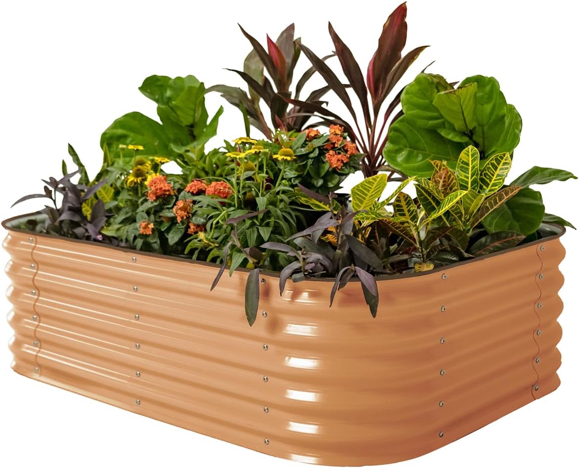 Vego garden Aluzinc Raised Garden Bed Kits, 17" Tall 6 in 1 Modular Metal Raised Planter Bed for