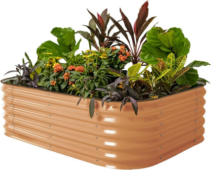 Vego garden Aluzinc Raised Garden Bed Kits, 17" Tall 6 in 1 Modular Metal Raised Planter Bed for