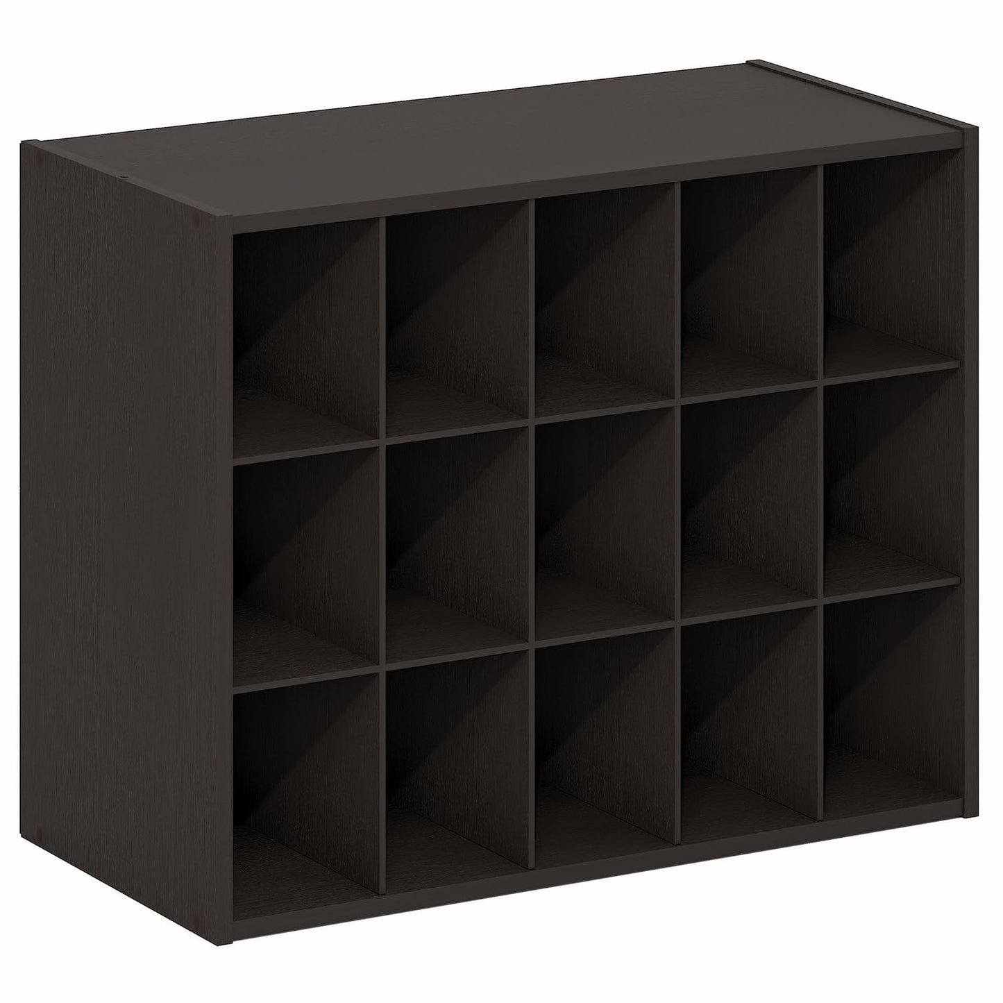 Furinno FANO 15-Cube Shoe Rack, Stackable Shoe Organizer, Dark Oak