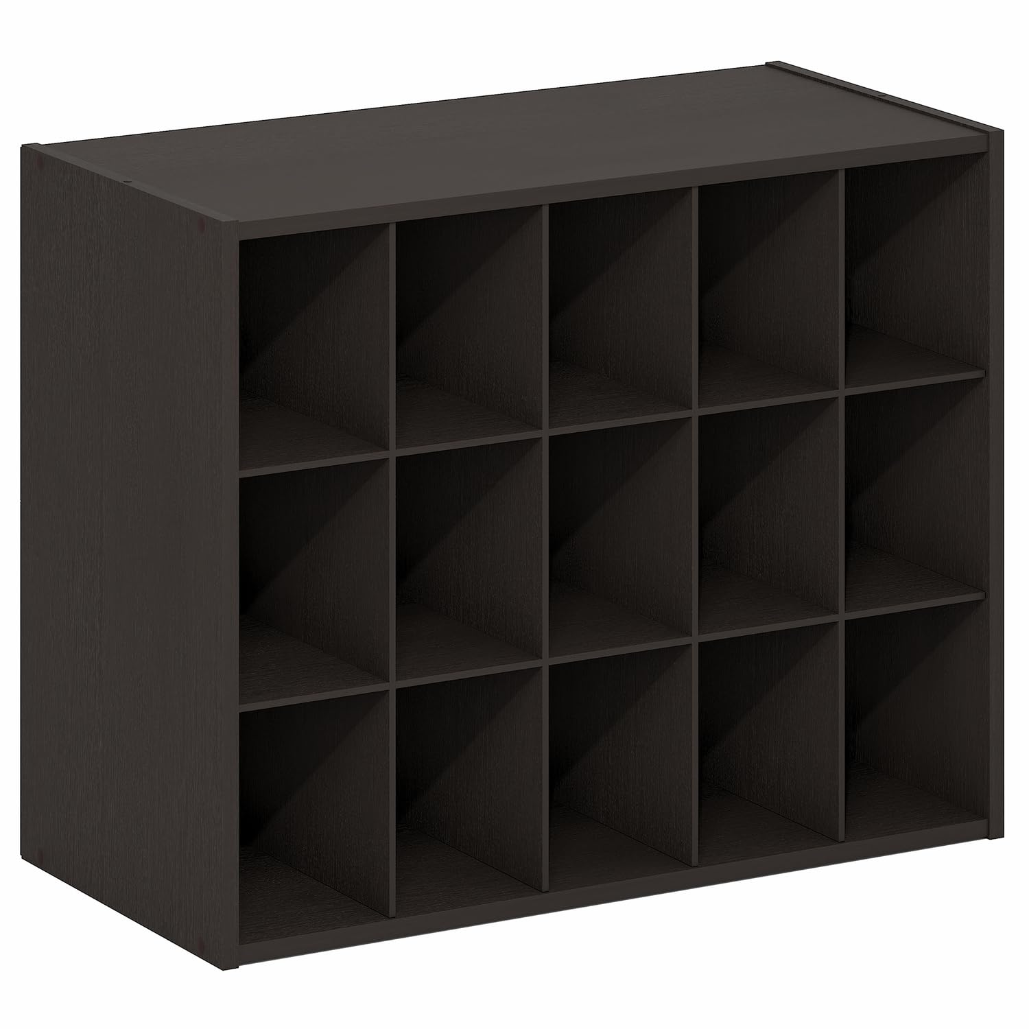 Furinno FANO 15-Cube Shoe Rack, Stackable Shoe Organizer, Dark Oak