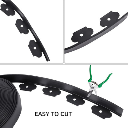 2 Inch Tall No Dig Durable Garden Landscape Edging Kit, Black Plastic Lawn Border with 48pcs