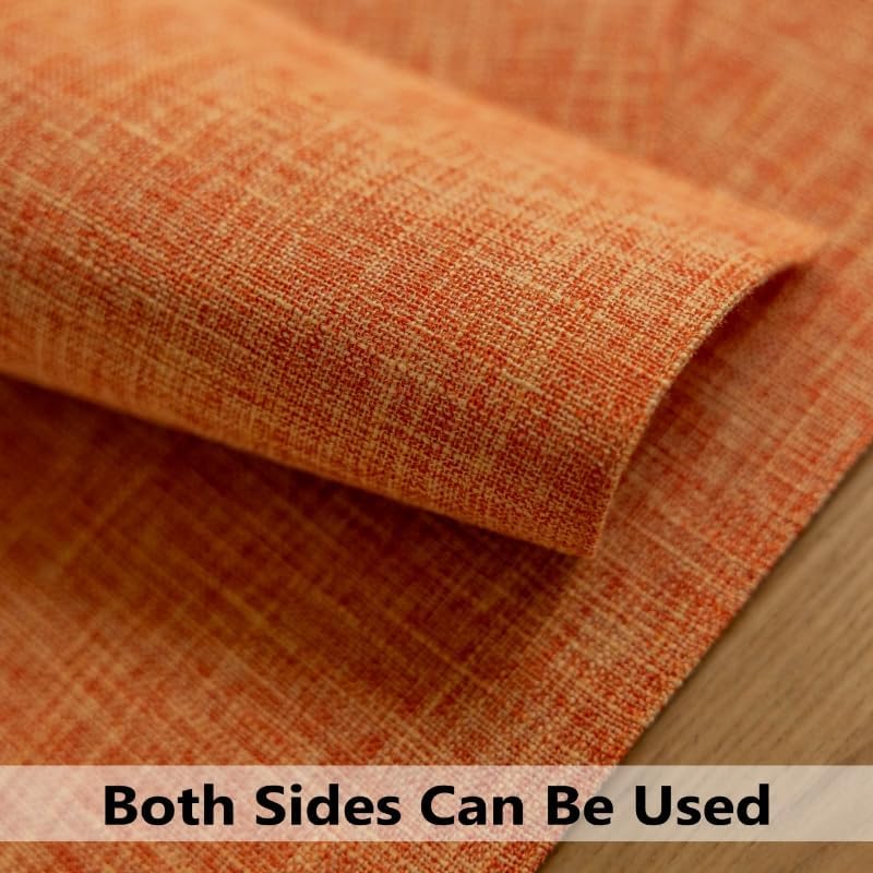 Demetex Orange Placemats Set of 4 Fall Linen Place Mats Decorative Heat Resistant Cloth Table Mats