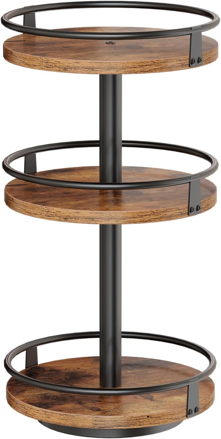 HOOBRO 3-Tier Lazy Susan Organizer, Rotating Spice Rack, Turntable Spice Rack, Vertical Storage