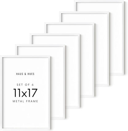 HAUS AND HUES 11x17 White Metal Picture Frames - Features Premium Aluminum, Vertical & Horizontal