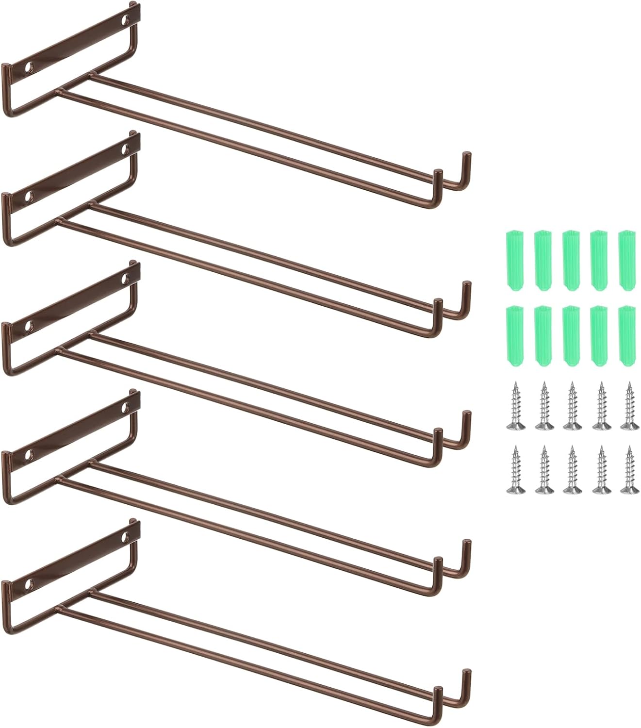 uxcell 5Pcs Wine Glass Rack, 10.43 Inch Iron Wine Glasses Rack Under Cabinet Stemware Rack - Wall