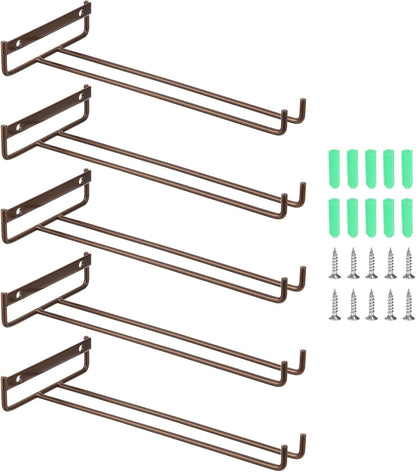 uxcell 5Pcs Wine Glass Rack, 10.43 Inch Iron Wine Glasses Rack Under Cabinet Stemware Rack - Wall