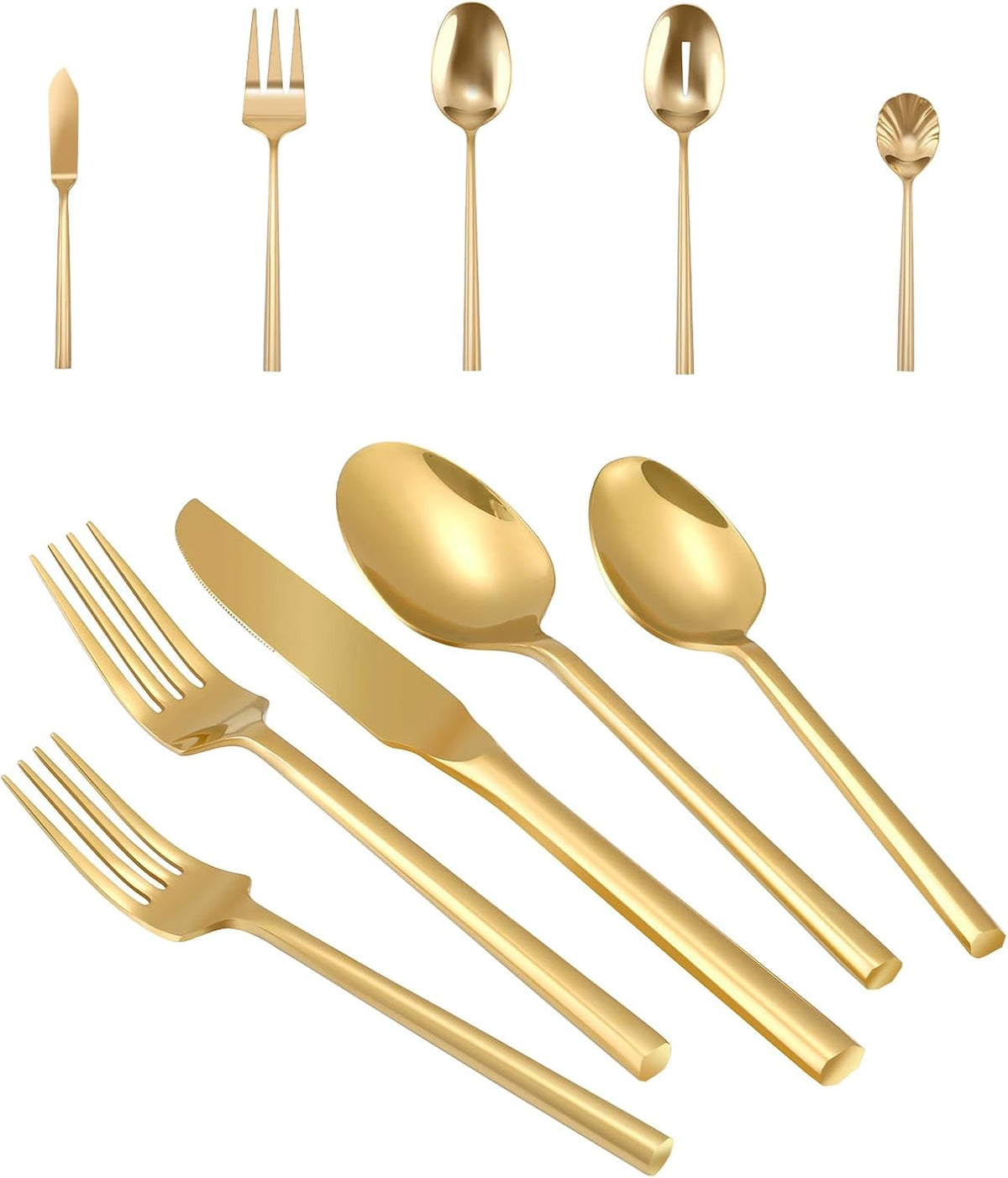 Silverware 65-Piece Gold Flatware Set with Serving Utensils Stainless Steel Thick Heavy Mirror