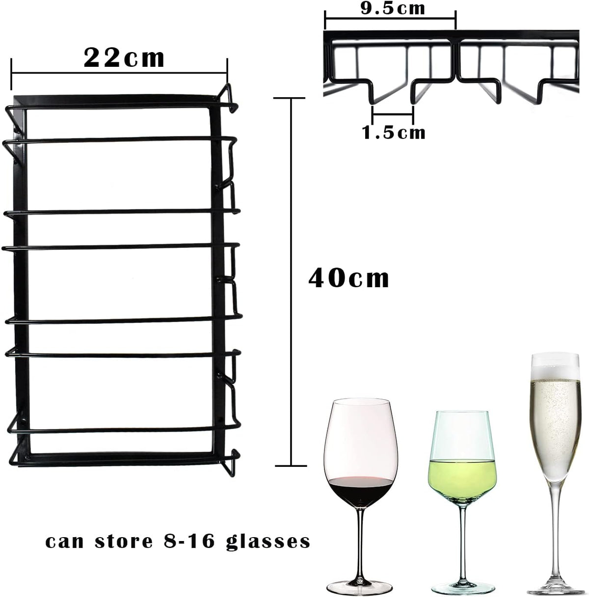 4 Rows Wine Glass Rack Under Cabinet Hanging Stemware Wine Glass Holder Under Shelf Wire Wine