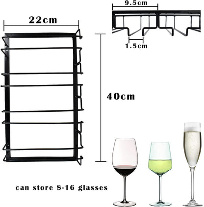 4 Rows Wine Glass Rack Under Cabinet Hanging Stemware Wine Glass Holder Under Shelf Wire Wine