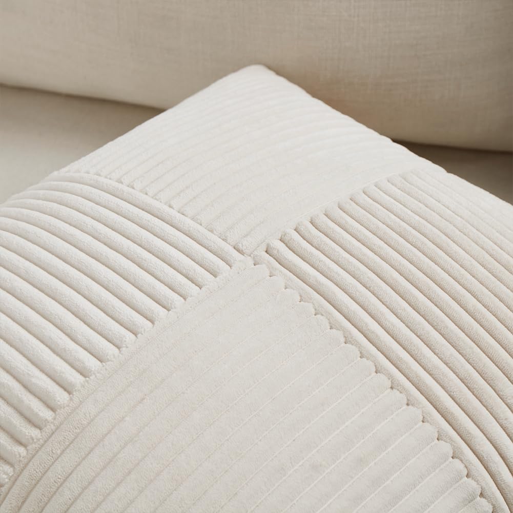 Fancy Homi 2 Packs Cream Lumbar Decorative Throw Pillow Covers 16x28 Inch for Living Room Couch Bed