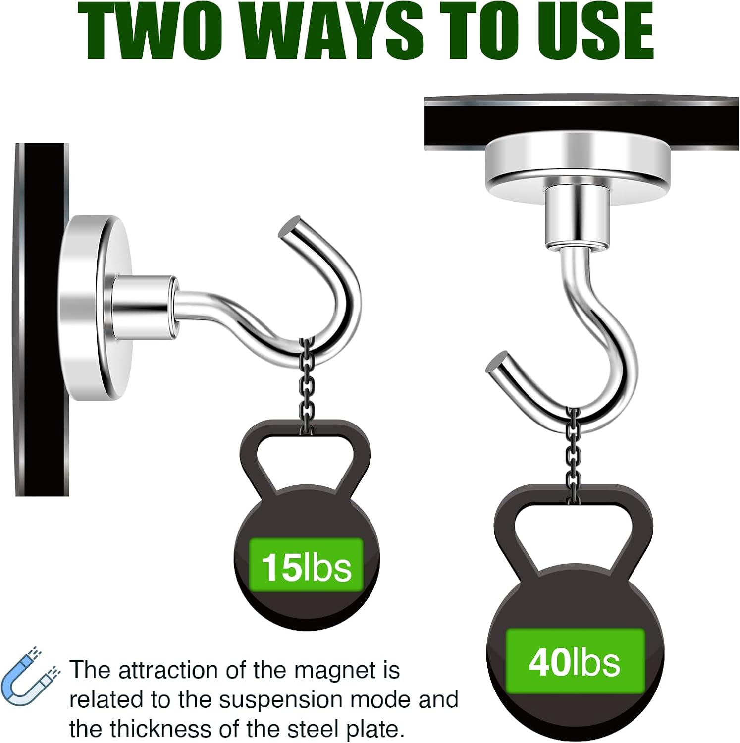 MIKEDE Magnetic Hooks Heavy Duty, 40lbs Earth Magnets with Hooks for Refrigerator, Strong Magnets