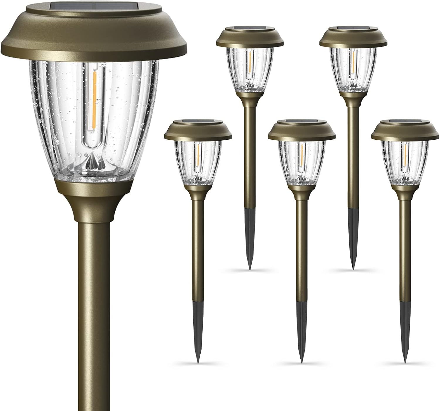 XMCOSY+ Solar Lights Outdoor 10/25 LM LED with 2 Lighting Modes, Solar Garden Lights Glass and