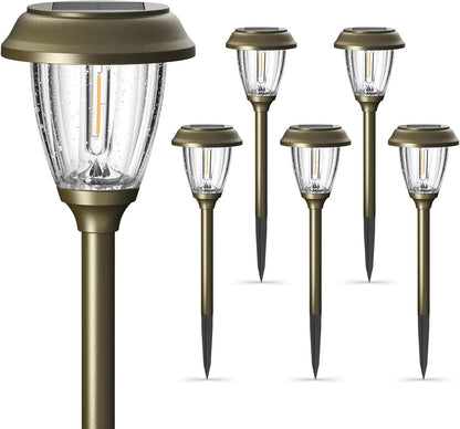 XMCOSY+ Solar Lights Outdoor 10/25 LM LED with 2 Lighting Modes, Solar Garden Lights Glass and