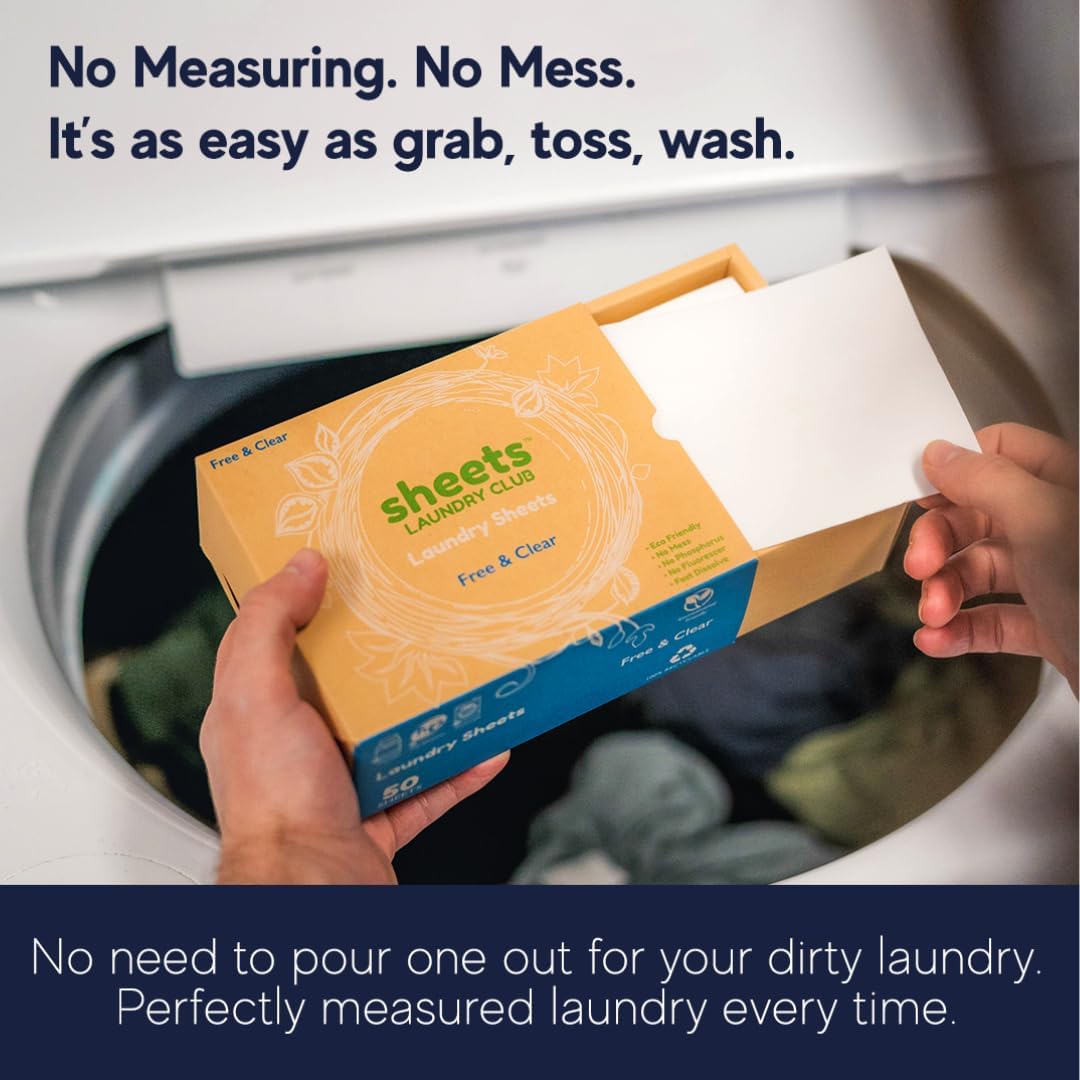 Sheets Laundry Club Laundry Detergent Sheets, 100 Loads - Fragrance Free Scent, Eco-Friendly