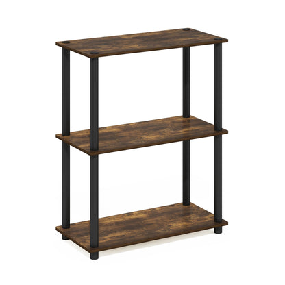 Furinno Turn-N-Tube Storage Shelves, 3-Tier Book Shelf, Corner Shelf, Toolless Open Shelves, for