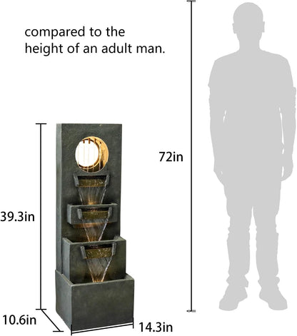 Naturefalls 39.3” H Modern Outdoor Fountain - 4-Tiered Outdoor Garden Fountains with Contemporary