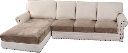 H.VERSAILTEX Velvet Stretch Sectional Couch Covers 4 Pieces Sofa Seat Cushion Covers L Shape