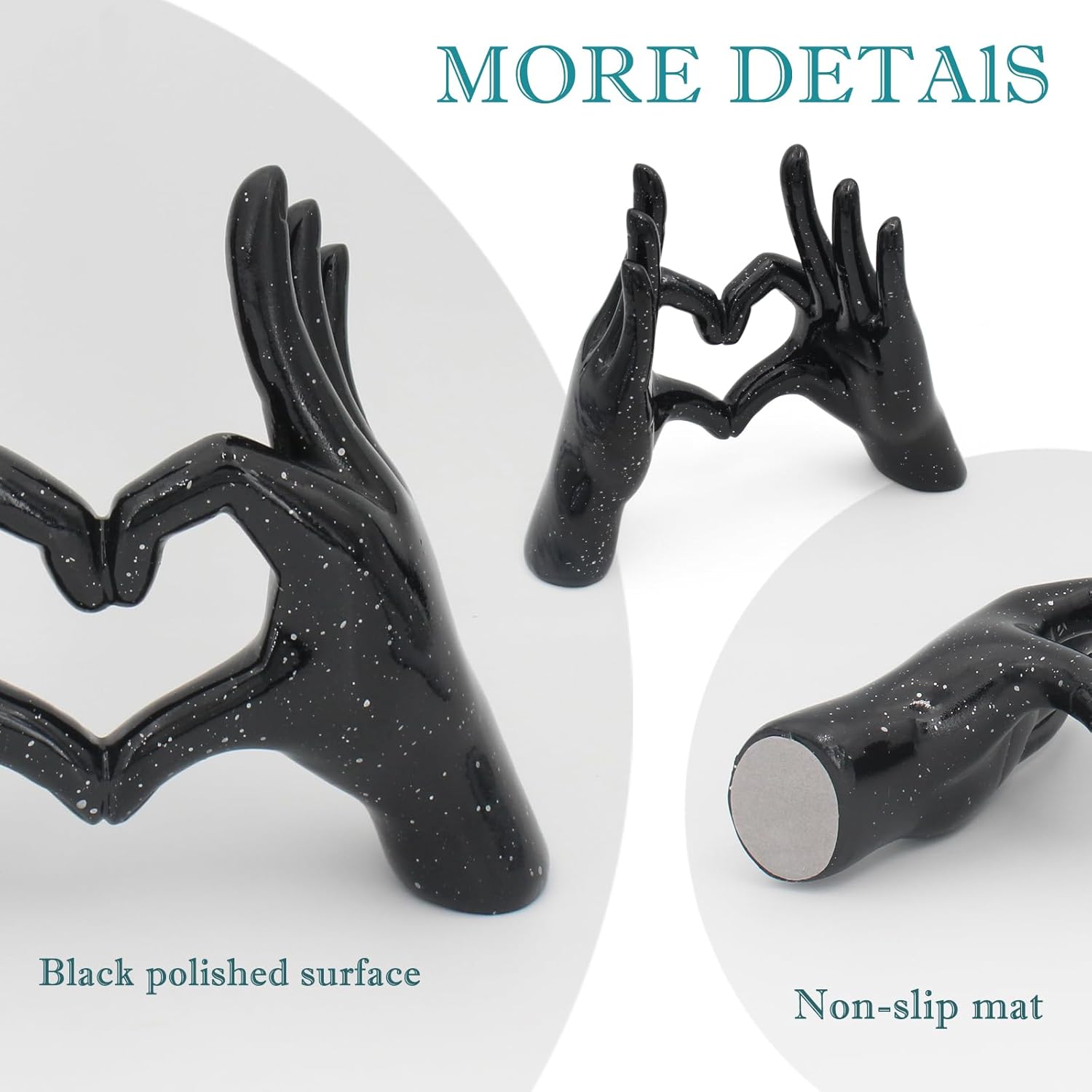 Accessoryway Black Heart Hands Decor Sculpture,Small Love Finger Gesture Decorative Sculpture for