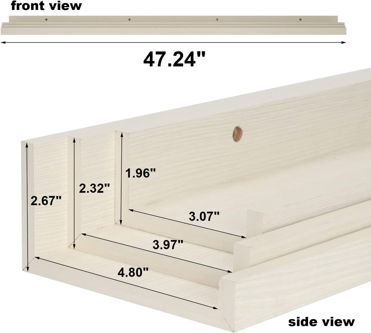 Giftgarden 47 Inch Floating Shelves for Wall Creamy White Beige Wood-Grain, Long Picture Ledge