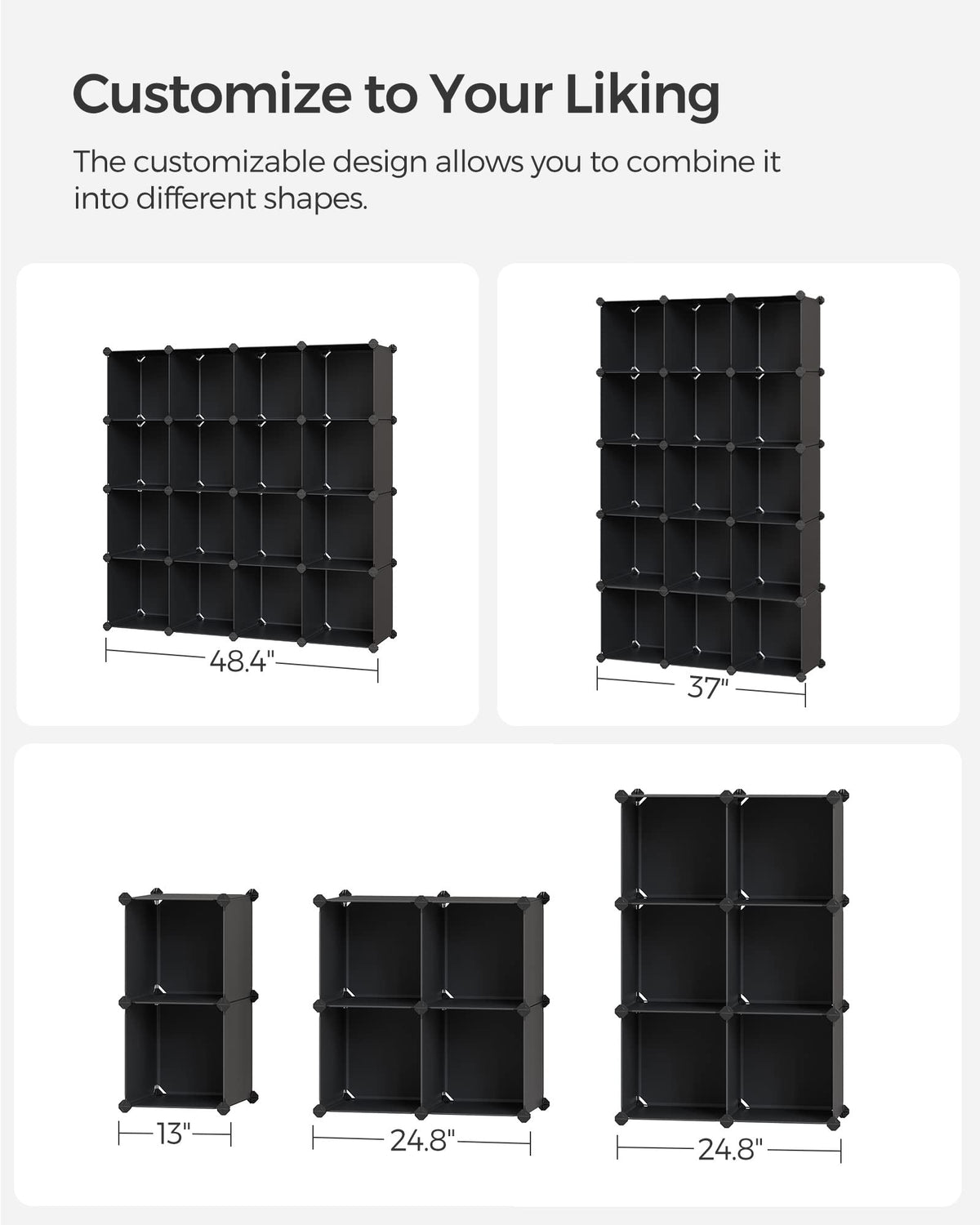 SONGMICS Cube Storage Organizer, Set of 16 Plastic Cubes, Closet Organizers and Storage, Room
