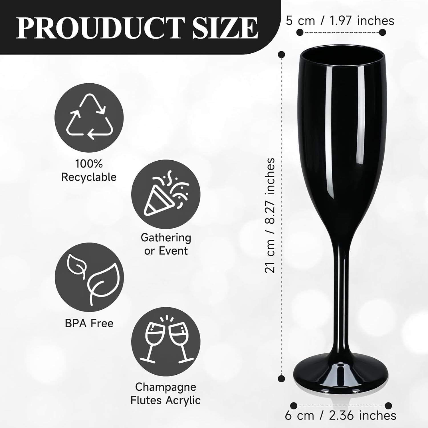 XUWAIDSGN Acrylic Champagne Flutes Toasting Glasses Unbreakable Mimosa Bar Reusable Wine Glasses