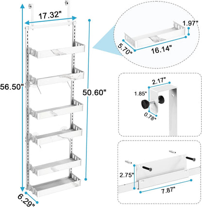 bukfen Over the Door Pantry Organizer, 6-Tier Adjustable Basket Kitchen Pantry Door Organization