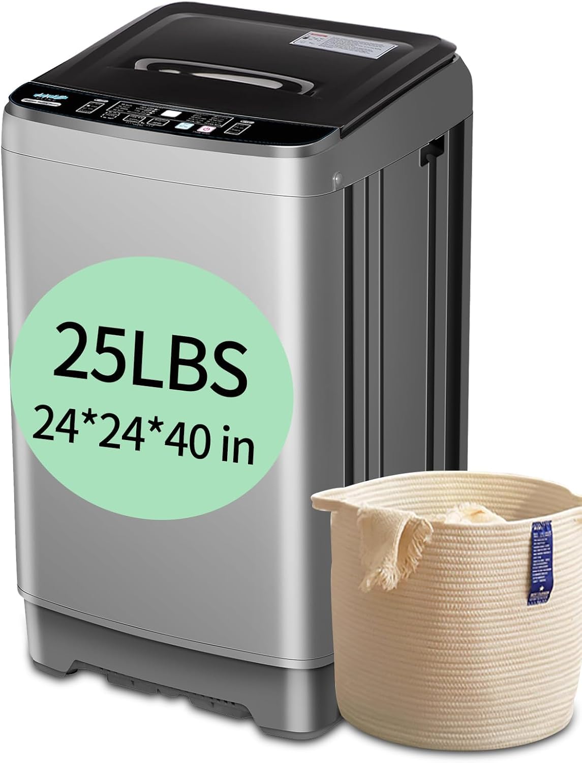 25 lbs Full Automatic Washing Machine with LED Display Compact Washing Machine with Drain Dump, 10