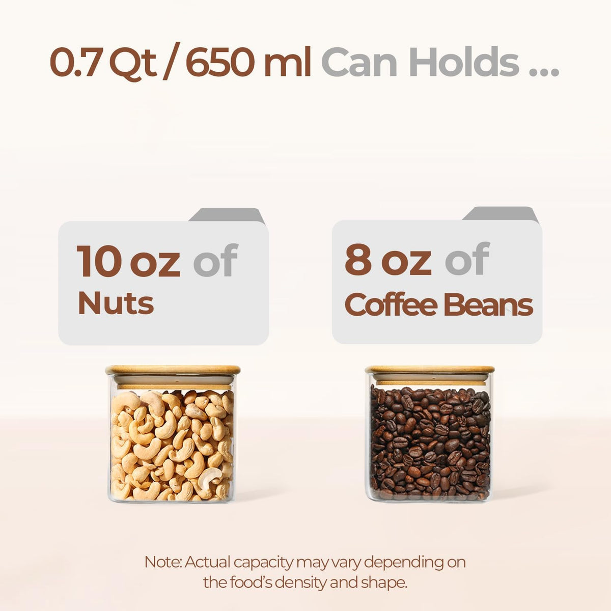 ComSaf 0.7 Qt Glass Food Storage Jars Set of 4, Clear Glass Storage Containers with Lids, Pantry