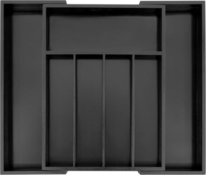 VaeFae Bamboo Drawer Organizer, Expandable Silverware Drawer Organizer, Cutlery Tray with Dividers