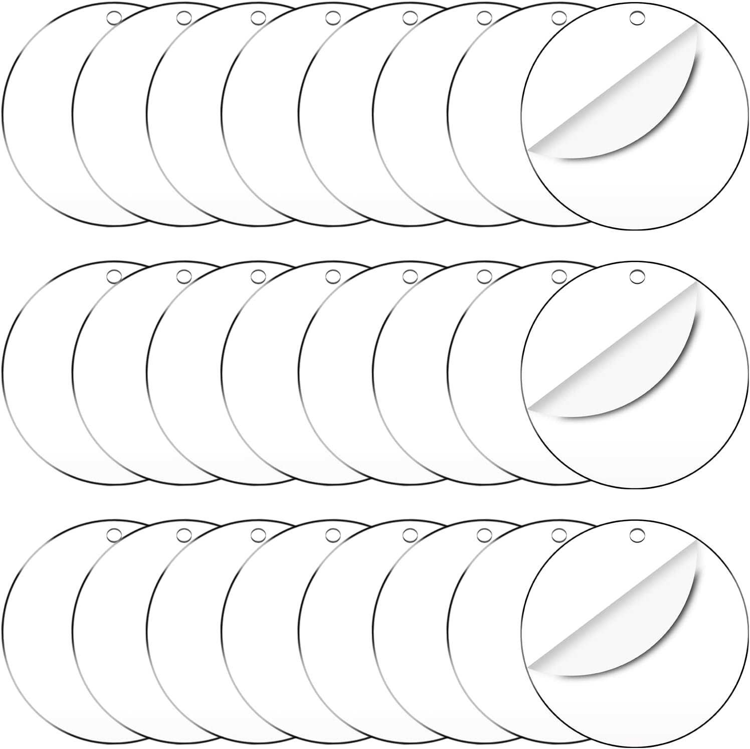 50 Pieces Clear Acrylic Circle with Hole 75x1.5 mm Transparent Acrylic Ornament Blanks 3" Blanks