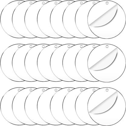 50 Pieces Clear Acrylic Circle with Hole 75x1.5 mm Transparent Acrylic Ornament Blanks 3" Blanks