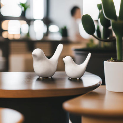 Small Animal Statues, White Bird Figurines Home Decor, Modern Home Decorative, Ceramic Decor for