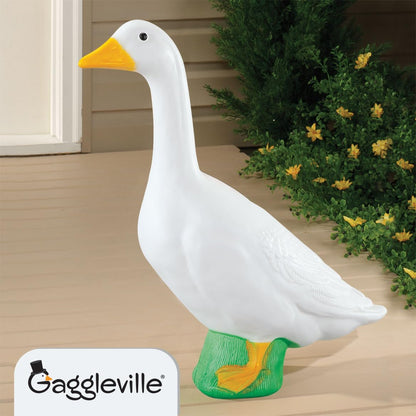 Fox Valley Traders Gaggleville Porch Goose Large White Goose Statue – Charming 23" Outdoor