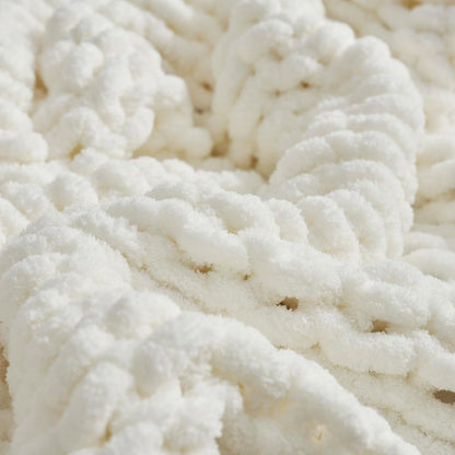 Amélie Home Chunky Knit Throw Blanket for Couch, Soft Chenille Crochet Blanket for Sofa, 50"x60"