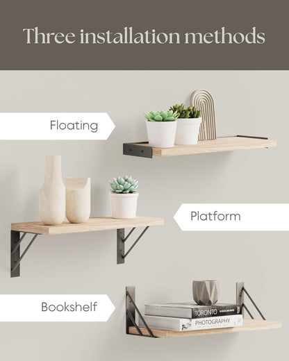 BAYKA Wall Shelves for Bedroom Decor, Floating Wall Shelves for Living Room Kitchen Storage, Wall