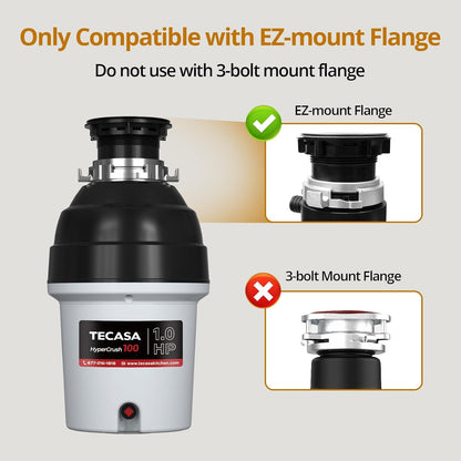1 HP Garbage Disposal with Sound Reduction, TECASA Food Waste Disposer for Kitchen Sink, Septic