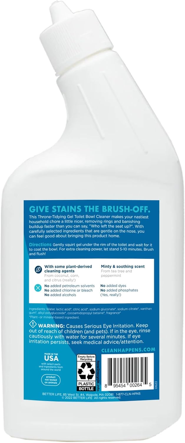 Better Life Toilet Bowl Cleaner - Tea Tree & Peppermint Scent Cleaning Gel - Liquid Bathroom