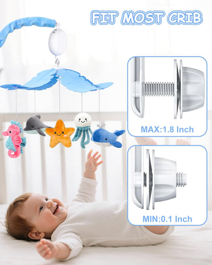 FEISIKE Baby Crib Mobile with 35 Lullabies, 3 Modes Rotation & Music, Adjustable Volume, Nursery