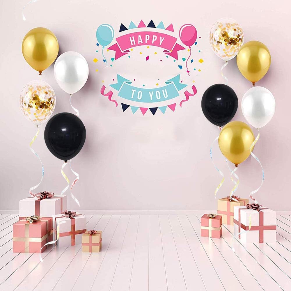 BEISHIDA 500 Yards Happy Birthday Printed Crimped Curling Ribbon Balloon String Roll Gift Wrapping