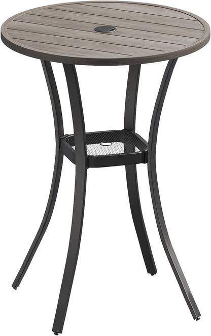 VICLLAX 28" Round Outdoor Bar Table with Adjustable Umbrella Hole, Counter Height Outdoor Furniture