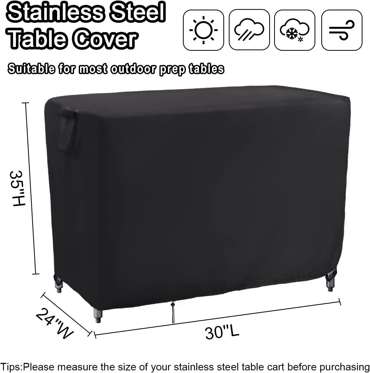 Kingling Prep Table Cover for 30 inch Keter Unity Table, Waterproof Outdoor Stainless Steel Table