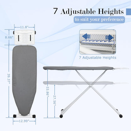 Ironing Board 48" X 13" with Safety Iron Rest Height Adjustable Iron Table Features Reinforced