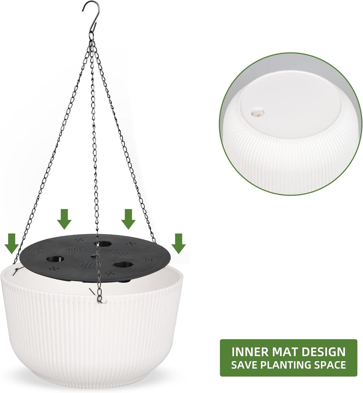 Dexceder 11.2 Inch Self Watering Hanging Planters Indoor Outdoor, Thickened Hanging Basket Flower