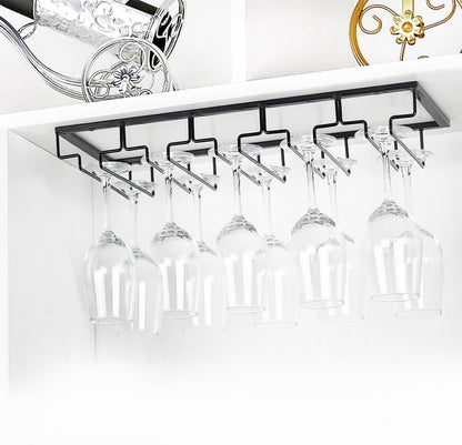 Wine Glass Rack - Under Cabinet Stemware Wine Glass Holder Glasses Storage Hanger 2 Pack Metal