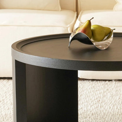 Round Nesting Coffee Table Set of 2,31.5" Large & 18" Small Low Tables with Wood Look
