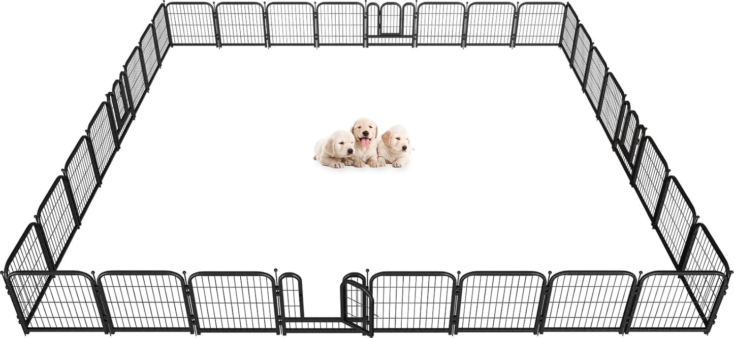 Metal Dog Playpen, 24 Inch Height 32 Panels, Ideal Dog Fence for Large/Medium/Small Dogs Indoor &