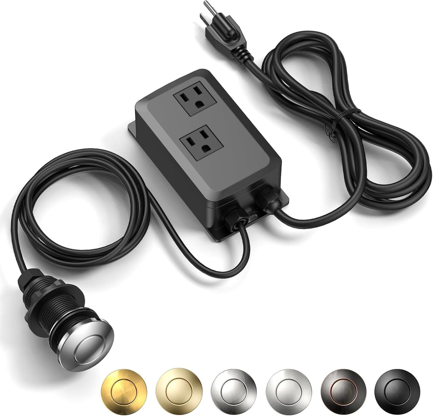 Garbage Disposal Air Switch Kit -Professional- Dual Outlet, Sink Top Waste Disposer On/Off, Garbage