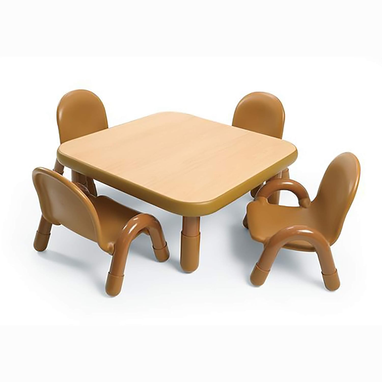 Children’s Factory Baseline Toddler Square Table and Chairs Set, Natural Wood – Includes One 30”