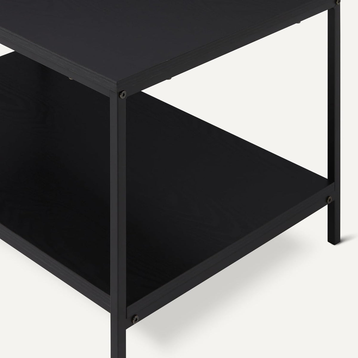 Amazon Basics Rectangular Coffee Table with Bottom Shelf, Living Room Centre Table, Wooden Black